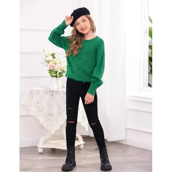 Arshiner Kid Girls Crew Neck Lantern Sleeve Sweater Cute Jumper Top Pullover Outwear 5-13 Years