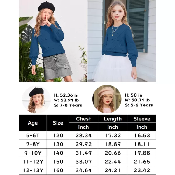 Arshiner Kid Girls Crew Neck Lantern Sleeve Sweater Cute Jumper Top Pullover Outwear 5-13 Years
