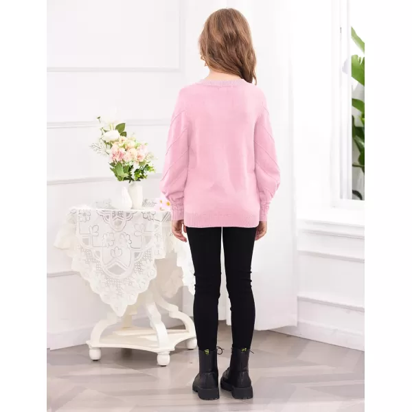 Arshiner Kid Girls Crew Neck Lantern Sleeve Sweater Cute Jumper Top Pullover Outwear 5-13 Years
