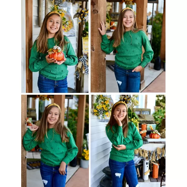 Arshiner Kid Girls Crew Neck Lantern Sleeve Sweater Cute Jumper Top Pullover Outwear 5-13 Years