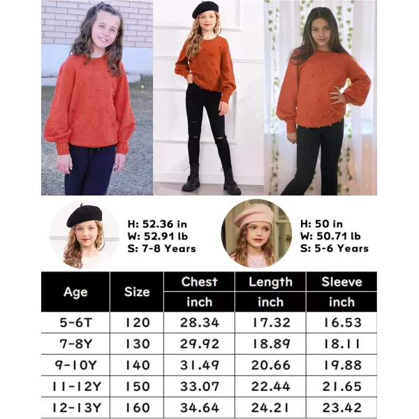 Arshiner Kid Girls Crew Neck Lantern Sleeve Sweater Cute Jumper Top Pullover Outwear 5-13 Years