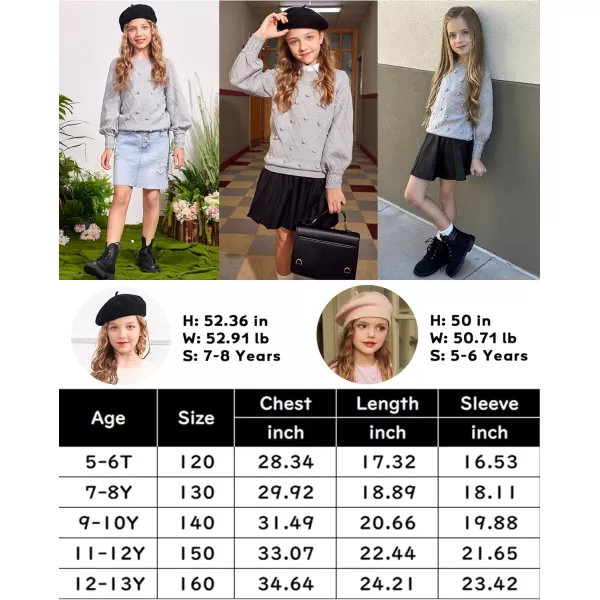 Arshiner Kid Girls Crew Neck Lantern Sleeve Sweater Cute Jumper Top Pullover Outwear 5-13 Years