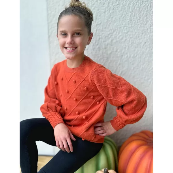 Arshiner Kid Girls Crew Neck Lantern Sleeve Sweater Cute Jumper Top Pullover Outwear 5-13 Years