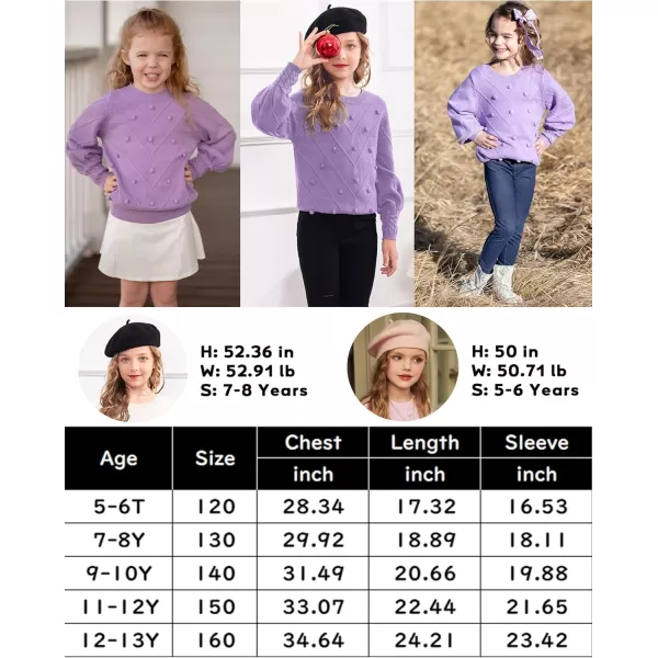 Arshiner Kid Girls Crew Neck Lantern Sleeve Sweater Cute Jumper Top Pullover Outwear 5-13 Years