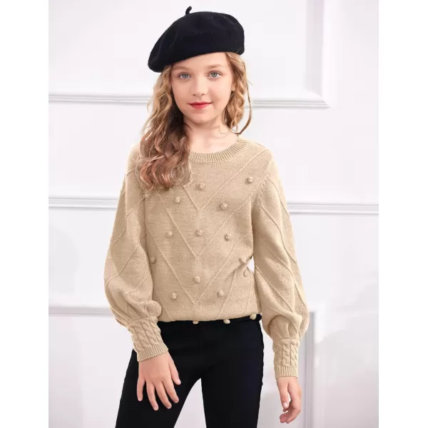 Arshiner Kid Girls Crew Neck Lantern Sleeve Sweater Cute Jumper Top Pullover Outwear 5-13 Years