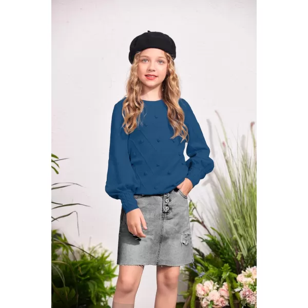 Arshiner Kid Girls Crew Neck Lantern Sleeve Sweater Cute Jumper Top Pullover Outwear 5-13 Years