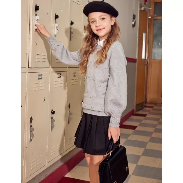 Arshiner Kid Girls Crew Neck Lantern Sleeve Sweater Cute Jumper Top Pullover Outwear 5-13 Years