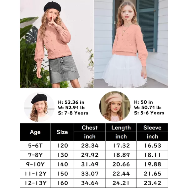 Arshiner Kid Girls Crew Neck Lantern Sleeve Sweater Cute Jumper Top Pullover Outwear 5-13 Years