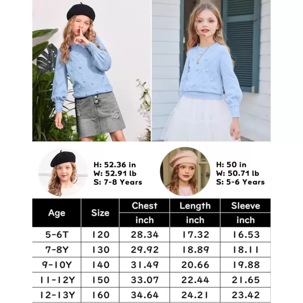 Arshiner Kid Girls Crew Neck Lantern Sleeve Sweater Cute Jumper Top Pullover Outwear 5-13 Years