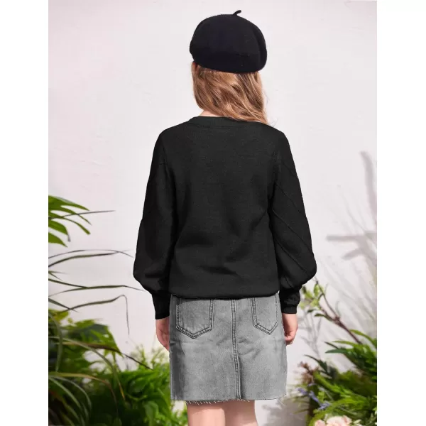 Arshiner Kid Girls Crew Neck Lantern Sleeve Sweater Cute Jumper Top Pullover Outwear 5-13 Years