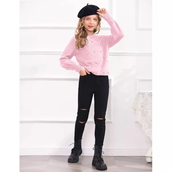 Arshiner Kid Girls Crew Neck Lantern Sleeve Sweater Cute Jumper Top Pullover Outwear 5-13 Years