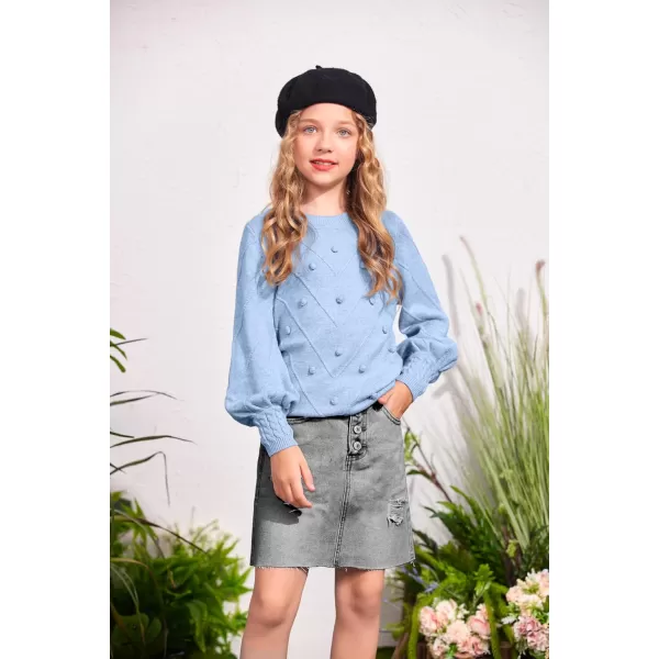Arshiner Kid Girls Crew Neck Lantern Sleeve Sweater Cute Jumper Top Pullover Outwear 5-13 Years