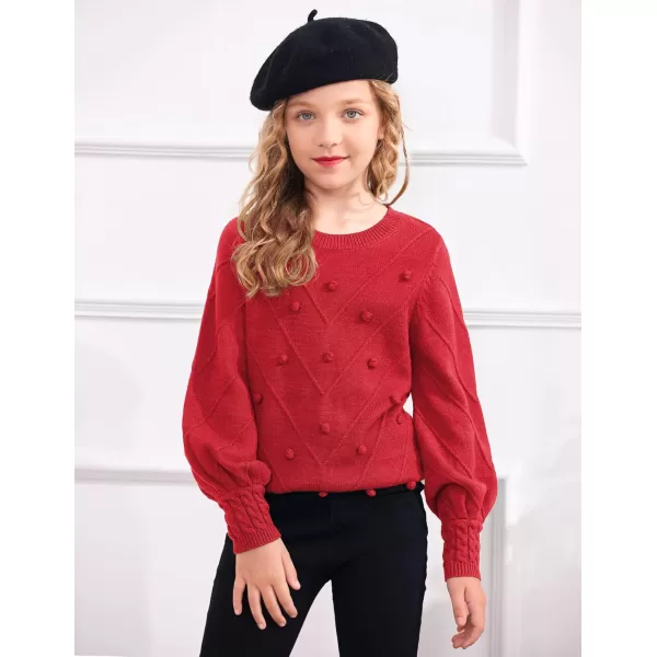 Arshiner Kid Girls Crew Neck Lantern Sleeve Sweater Cute Jumper Top Pullover Outwear 5-13 Years