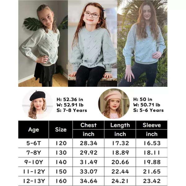 Arshiner Kid Girls Crew Neck Lantern Sleeve Sweater Cute Jumper Top Pullover Outwear 5-13 Years