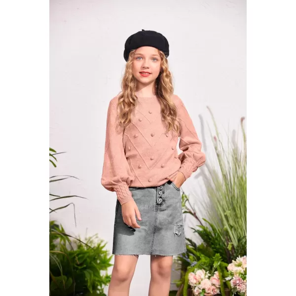 Arshiner Kid Girls Crew Neck Lantern Sleeve Sweater Cute Jumper Top Pullover Outwear 5-13 Years