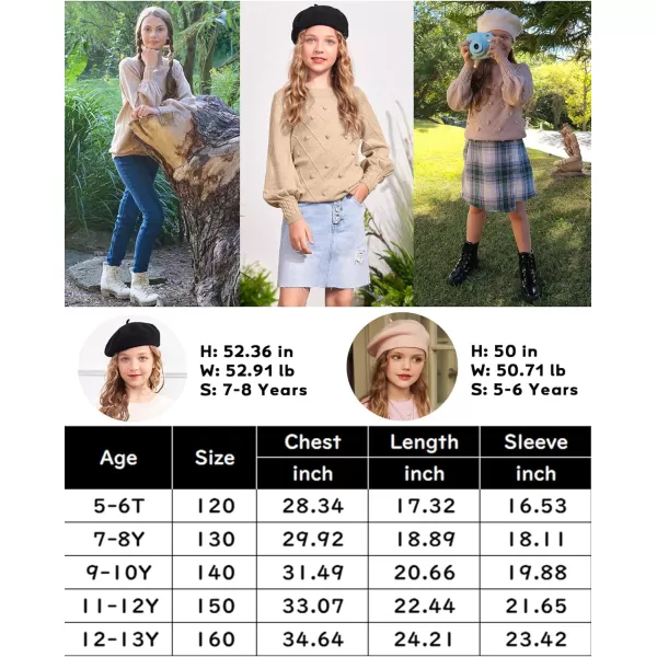 Arshiner Kid Girls Crew Neck Lantern Sleeve Sweater Cute Jumper Top Pullover Outwear 5-13 Years