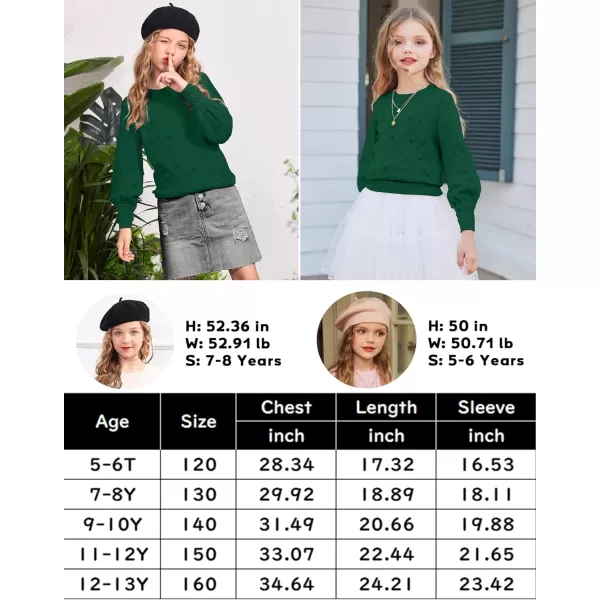 Arshiner Kid Girls Crew Neck Lantern Sleeve Sweater Cute Jumper Top Pullover Outwear 5-13 Years