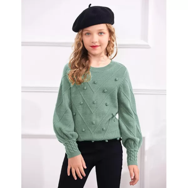Arshiner Kid Girls Crew Neck Lantern Sleeve Sweater Cute Jumper Top Pullover Outwear 5-13 Years