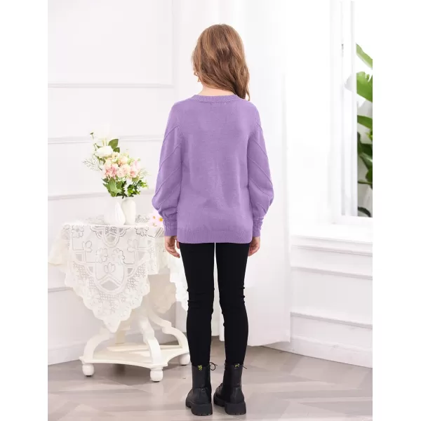 Arshiner Kid Girls Crew Neck Lantern Sleeve Sweater Cute Jumper Top Pullover Outwear 5-13 Years