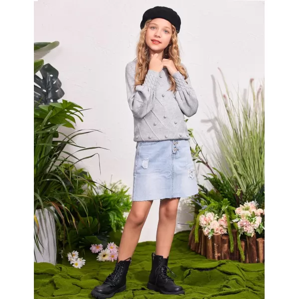 Arshiner Kid Girls Crew Neck Lantern Sleeve Sweater Cute Jumper Top Pullover Outwear 5-13 Years