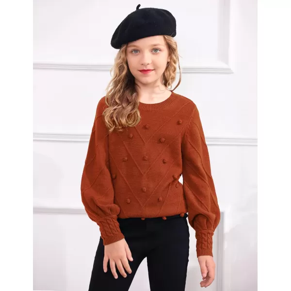 Arshiner Kid Girls Crew Neck Lantern Sleeve Sweater Cute Jumper Top Pullover Outwear 5-13 Years