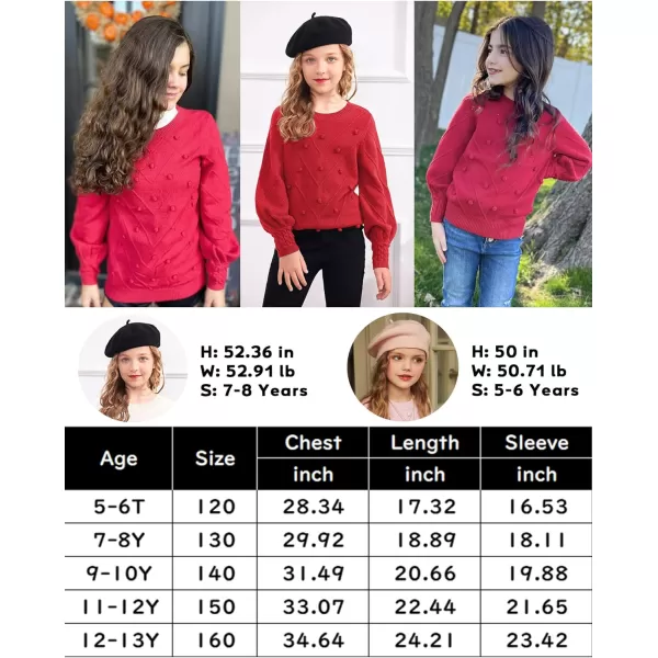 Arshiner Kid Girls Crew Neck Lantern Sleeve Sweater Cute Jumper Top Pullover Outwear 5-13 Years