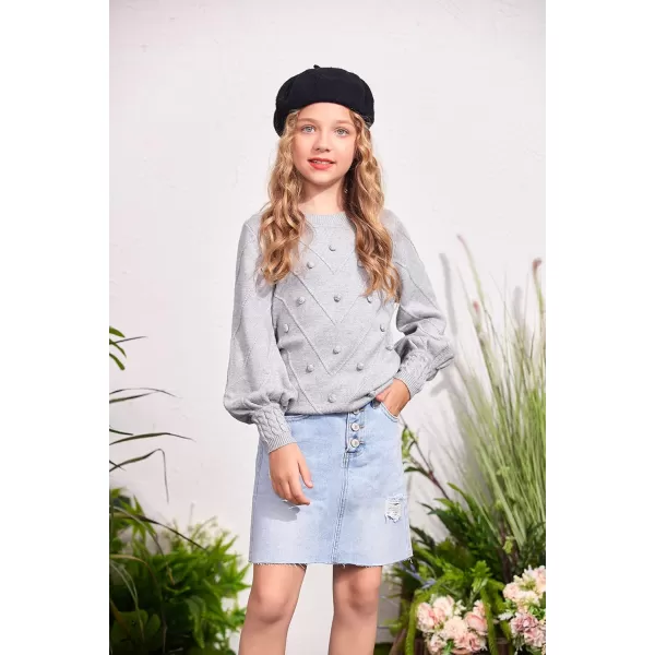 Arshiner Kid Girls Crew Neck Lantern Sleeve Sweater Cute Jumper Top Pullover Outwear 5-13 Years