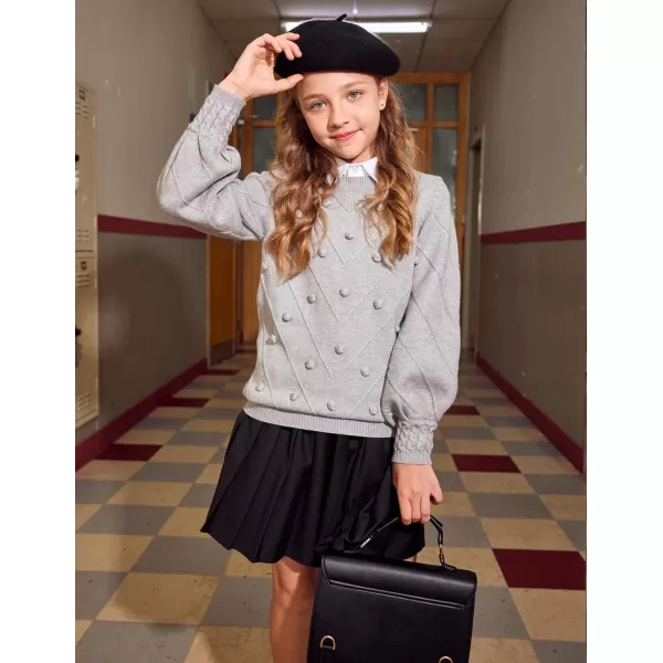 Arshiner Kid Girls Crew Neck Lantern Sleeve Sweater Cute Jumper Top Pullover Outwear 5-13 Years