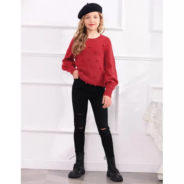 Arshiner Kid Girls Crew Neck Lantern Sleeve Sweater Cute Jumper Top Pullover Outwear 5-13 Years
