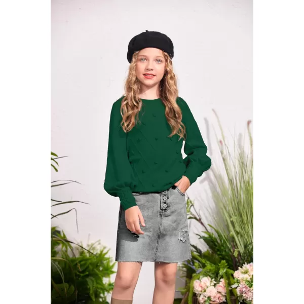 Arshiner Kid Girls Crew Neck Lantern Sleeve Sweater Cute Jumper Top Pullover Outwear 5-13 Years