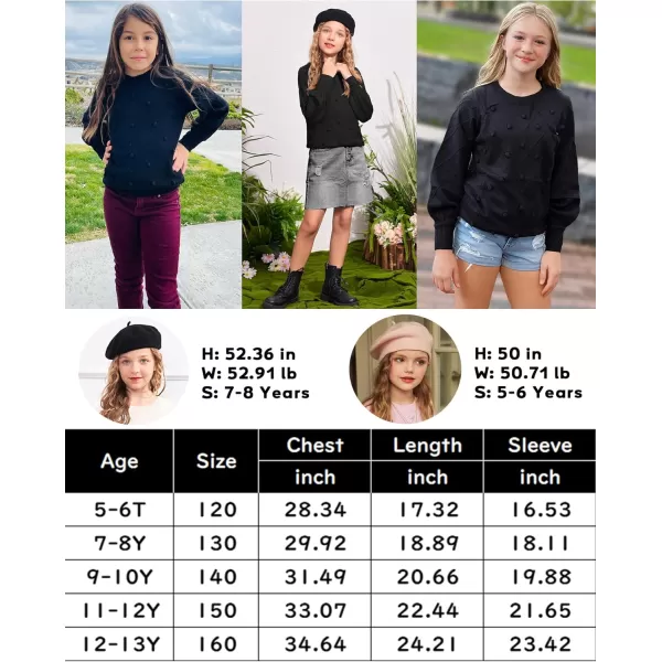 Arshiner Kid Girls Crew Neck Lantern Sleeve Sweater Cute Jumper Top Pullover Outwear 5-13 Years