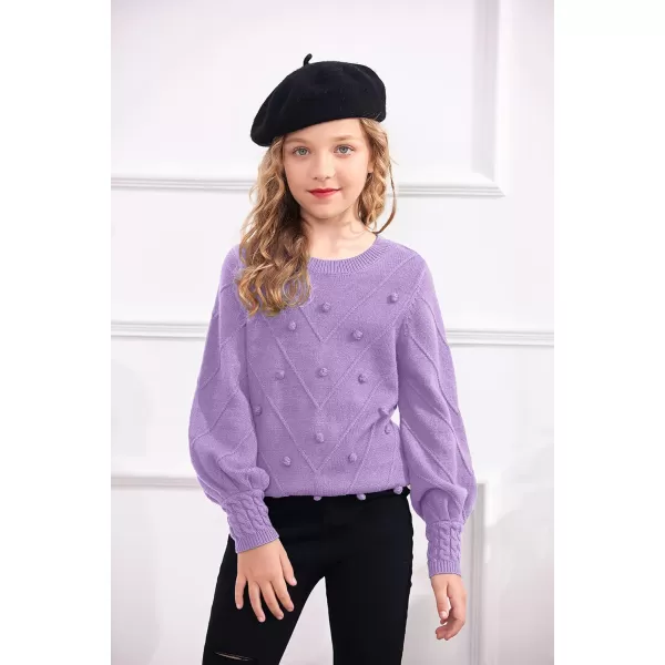 Arshiner Kid Girls Crew Neck Lantern Sleeve Sweater Cute Jumper Top Pullover Outwear 5-13 Years