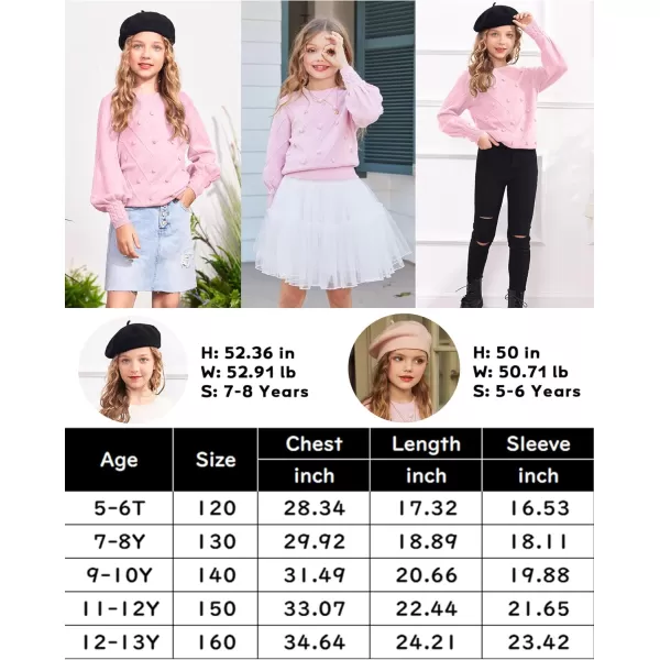 Arshiner Kid Girls Crew Neck Lantern Sleeve Sweater Cute Jumper Top Pullover Outwear 5-13 Years