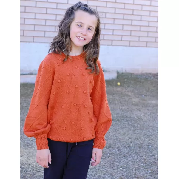 Arshiner Kid Girls Crew Neck Lantern Sleeve Sweater Cute Jumper Top Pullover Outwear 5-13 Years