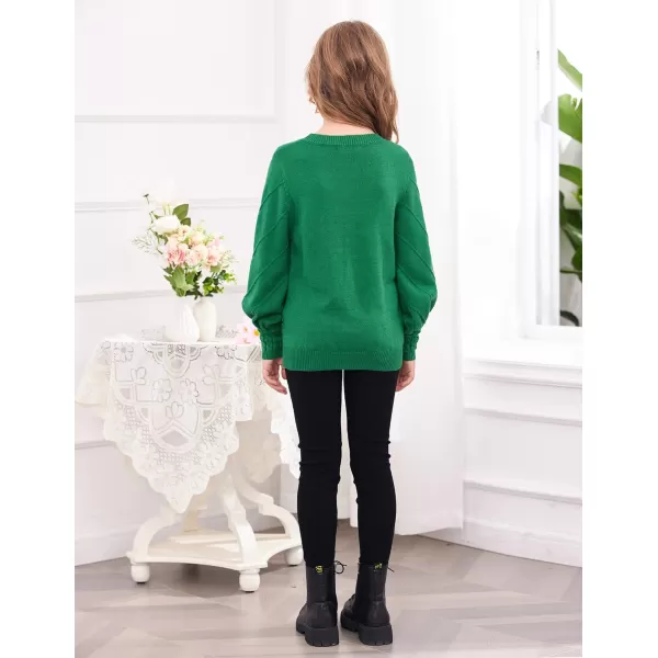 Arshiner Kid Girls Crew Neck Lantern Sleeve Sweater Cute Jumper Top Pullover Outwear 5-13 Years