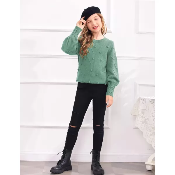 Arshiner Kid Girls Crew Neck Lantern Sleeve Sweater Cute Jumper Top Pullover Outwear 5-13 Years