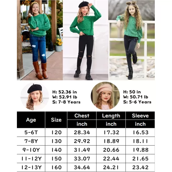 Arshiner Kid Girls Crew Neck Lantern Sleeve Sweater Cute Jumper Top Pullover Outwear 5-13 Years