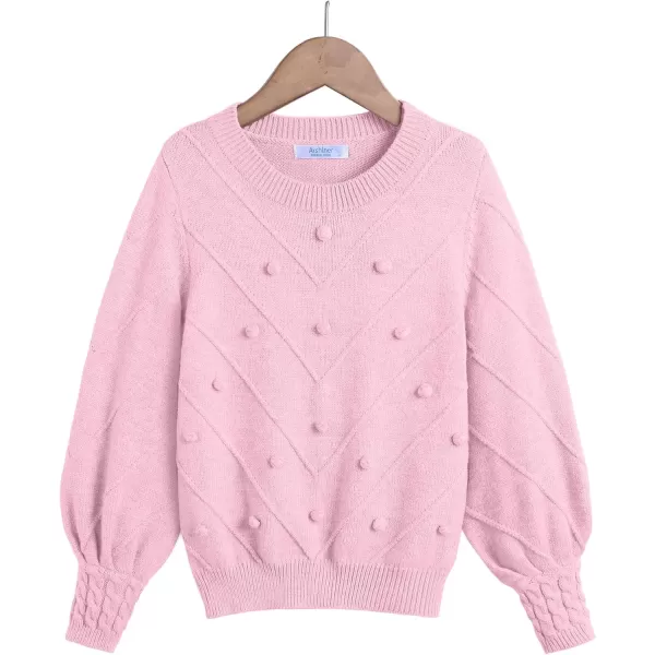 Arshiner Kid Girls Crew Neck Lantern Sleeve Sweater Cute Jumper Top Pullover Outwear 5-13 Years