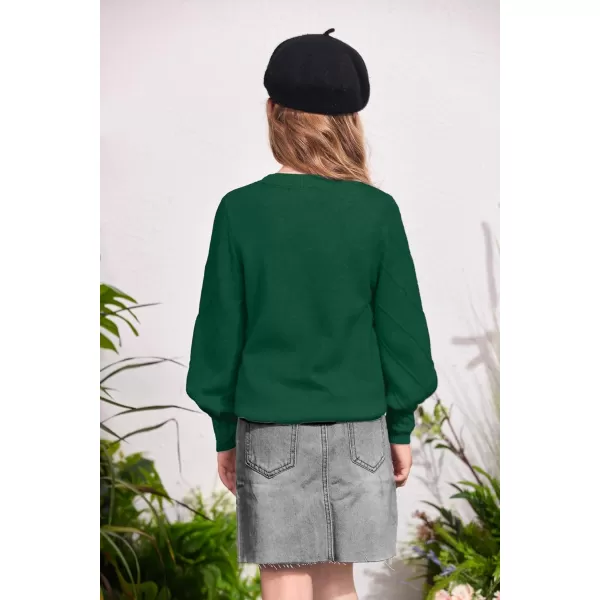 Arshiner Kid Girls Crew Neck Lantern Sleeve Sweater Cute Jumper Top Pullover Outwear 5-13 Years