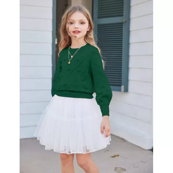 Arshiner Kid Girls Crew Neck Lantern Sleeve Sweater Cute Jumper Top Pullover Outwear 5-13 Years