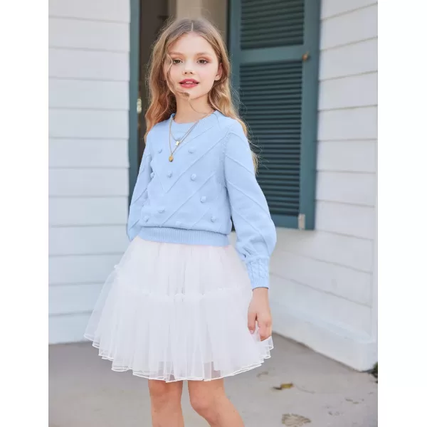 Arshiner Kid Girls Crew Neck Lantern Sleeve Sweater Cute Jumper Top Pullover Outwear 5-13 Years