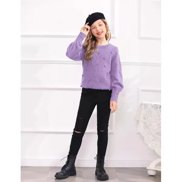 Arshiner Kid Girls Crew Neck Lantern Sleeve Sweater Cute Jumper Top Pullover Outwear 5-13 Years