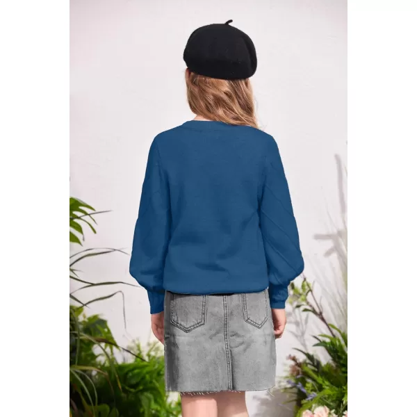 Arshiner Kid Girls Crew Neck Lantern Sleeve Sweater Cute Jumper Top Pullover Outwear 5-13 Years