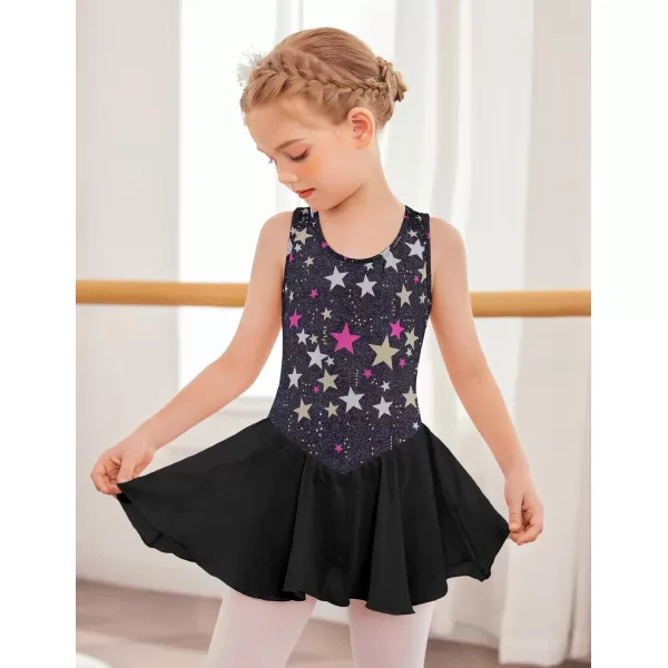 Arshiner Kid Girls Hollow Back Ballet Leotard with Skirt Sleeveless Dance Dresses