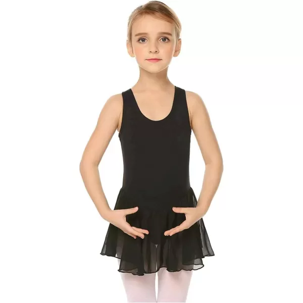 Arshiner Kid Girls Hollow Back Ballet Leotard with Skirt Sleeveless Dance Dresses