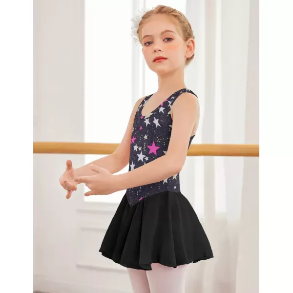 Arshiner Kid Girls Hollow Back Ballet Leotard with Skirt Sleeveless Dance Dresses