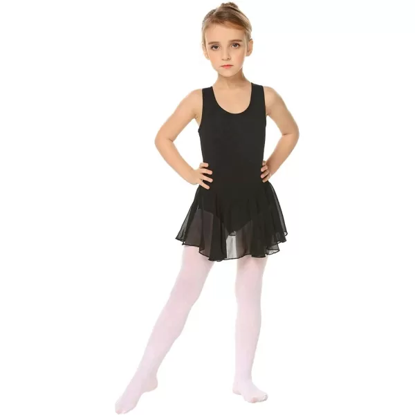 Arshiner Kid Girls Hollow Back Ballet Leotard with Skirt Sleeveless Dance Dresses