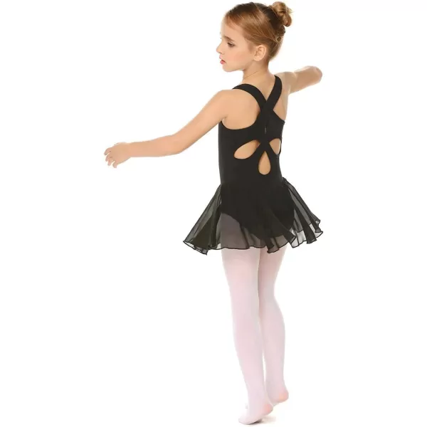 Arshiner Kid Girls Hollow Back Ballet Leotard with Skirt Sleeveless Dance Dresses
