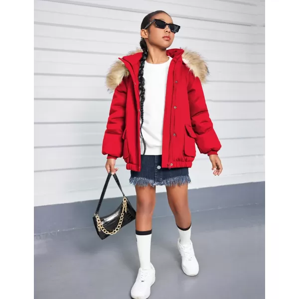 Arshiner Kids Girls Winter Coats Warm Thick Padded Hooded Fleece Lined Puffer Parka Jacket