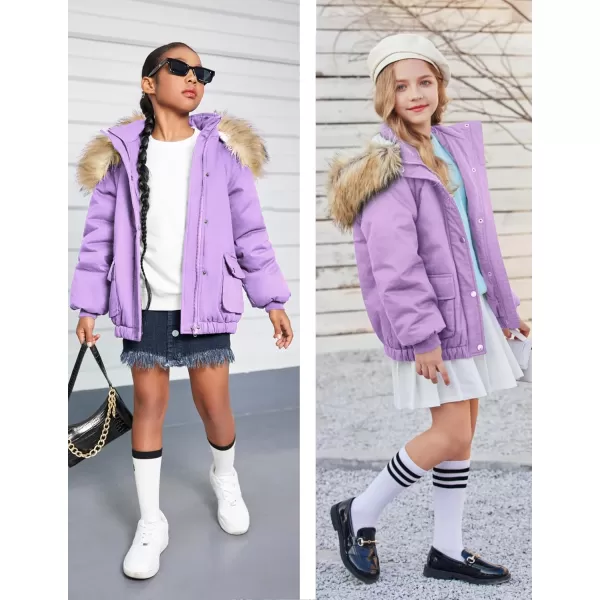 Arshiner Kids Girls Winter Coats Warm Thick Padded Hooded Fleece Lined Puffer Parka Jacket